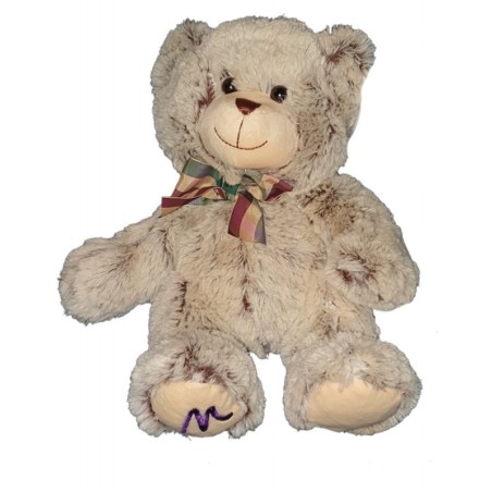 Peluche ours beige marron noeud Marionnaud 32 cm NEUF ETIQU (23408)