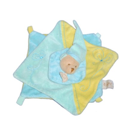 Doudou Plat OURS bleu jaune - BABY NAT Babynat (5986)