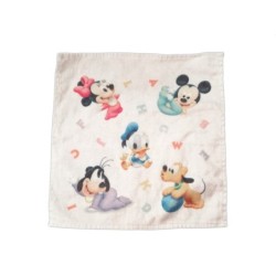 Doudou plat blanc éponge personnages bébé Dinsey  Mickey Donald Minine Donald Pluto (18884)