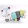 Doudou chenille bleue gris vert blanc 20 cm Bout chou Monoprix (23149)
