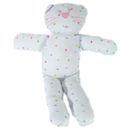 Peluche Doudou Chat Blanc Bout'chou Monoprix Ours Coeur Pois 26 cm (17715)