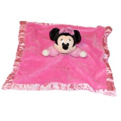 Doudou Plat Minnie Disney rose Bords satins (27406)