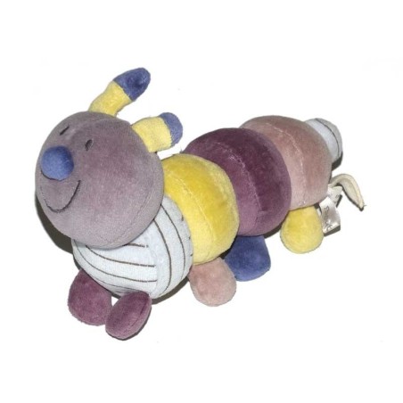 Doudou Chenille vert violet parme mauve Bout'chou Monoprix (15545)