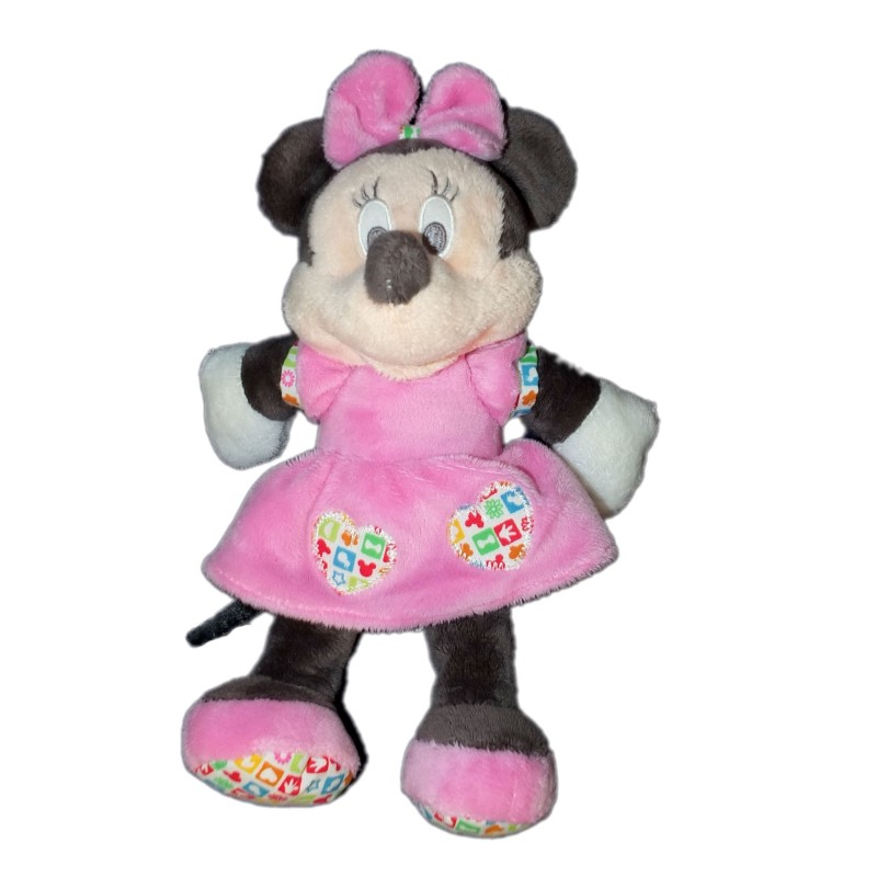 Doudou peluche MINNIE Robe rose Coeurs Disney Baby Nicotoy 26 cm (14147)