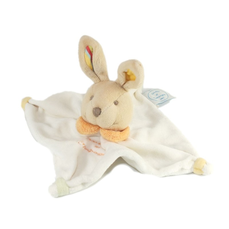 DOUDOU ET COMPAGNIE Mini doudou Acidulé Lapin blanc orange 15 cm (17512)
