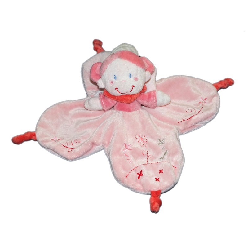 Doudou plat lutin fille Papillon Avda Kiabi Nicotoy 4 noeuds Grelot (13300)