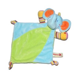 Doudou Plat Elephant bleu vert orange Nicotoy 579/7347 (14055)