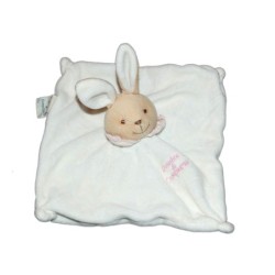 DOUDOU ET COMPAGNIE - LAPIN plat blanc collerette rose  (12239)