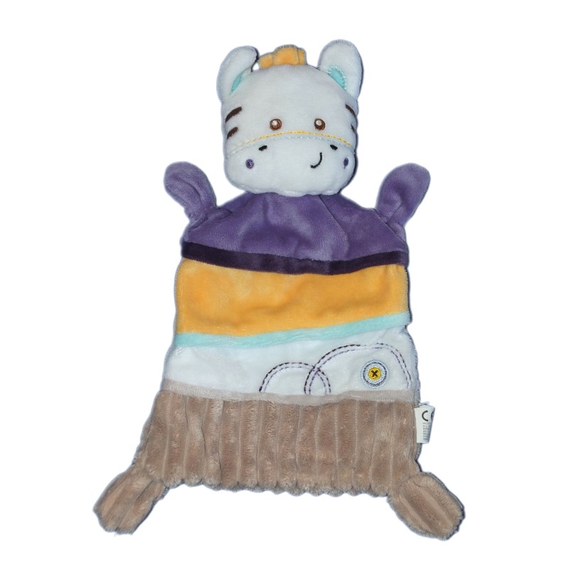 Doudou ZEBRE - Violet jaune beige - NICOTOY - 570/0039 (11870)