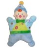 Doudou coussin semi plat Clown Lutin Garçon bleu vert NICOTOY Grelot