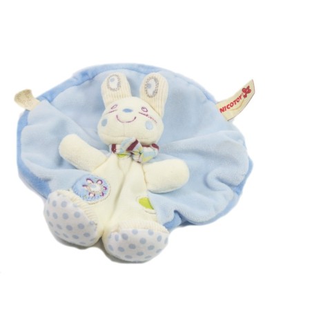 Doudou plat Lapin bleu blanc Nicotoy 579/1562 My Baby (18111)