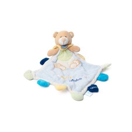 Doudou Plat Ours bleu Super Doudou Babynat - Grelot Crak Baby Nat (28389)