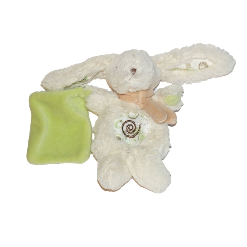 Doudou Lapin blanc Mouchoir Vert Baby Nat  (27754)