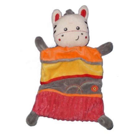 Doudou Plat Zèbre orange rouge jaune Nicotoy 570/0024 (13907)