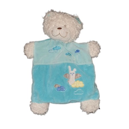 Doudou plat OURS bleu Ange nuages TEX Baby CMI Carrefour (23740)