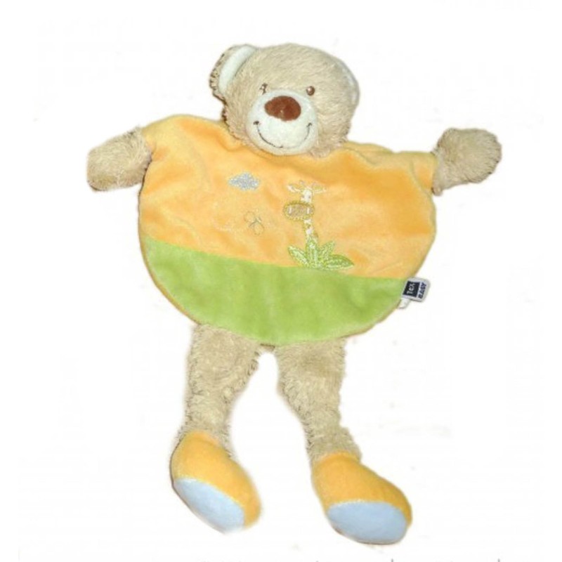 Doudou plat ours orange vert TEX Baby Carrefour Girafe (13621)