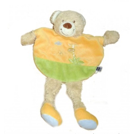Doudou plat ours orange vert TEX Baby Carrefour Girafe (13621)