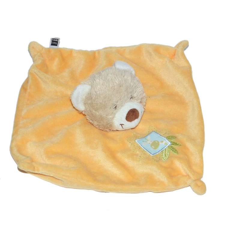 Doudou plat OURS orange - Carrefour CMI Tex Baby - Girafe  (11336)