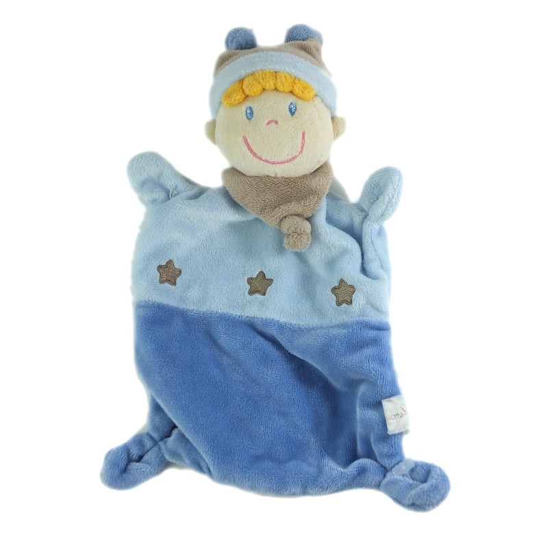 Doudou plat Lutin garcon bleu Etoiles Nicotoy (23975)