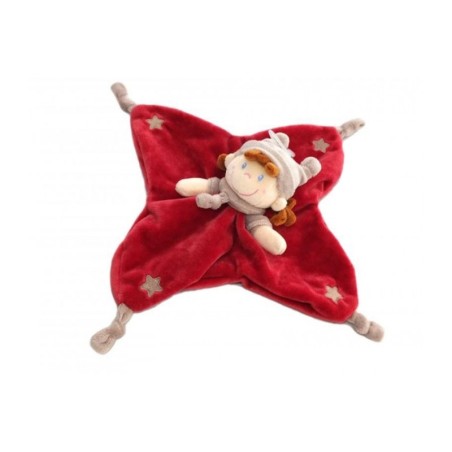 Doudou plat lutin rouge bordeaux Nicotoy Kiabi avda Etoiles brodees (19822)