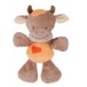 Doudou semi plat Vache Little garden marron orange NATTOU 26 CM (22703)