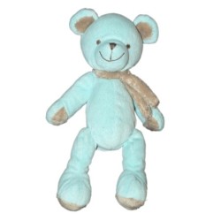 Doudou Peluche Ours bleu écharpe grise NICOTOY H 25 cm 579/7965 (13332)
