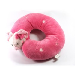 Doudou Souris rose Coussin Appuie- Tête Fleurs Nicotoy (18084)