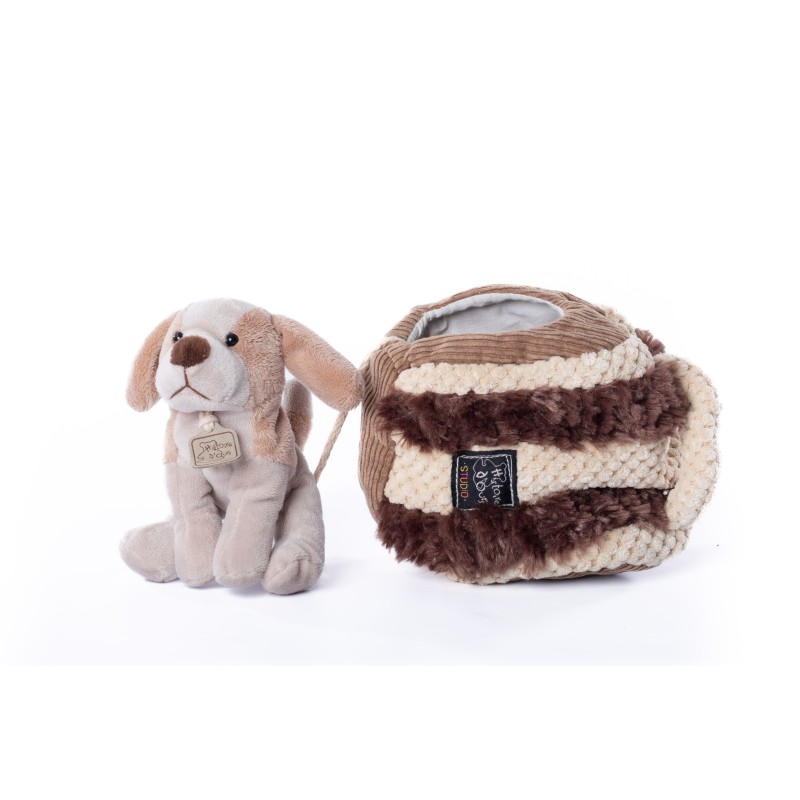 Histoire d'ours Doudou chien marron Les petites maisons panier HO2227 (28266)