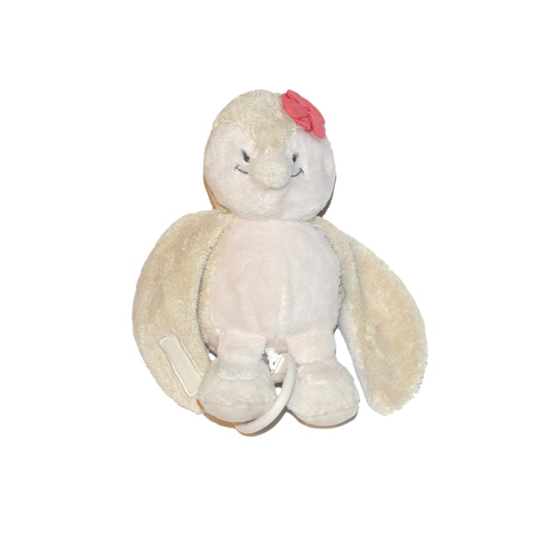 Doudou peluche musicale oiseau Coco Noukies blanc beige rose 18 cm (28022)