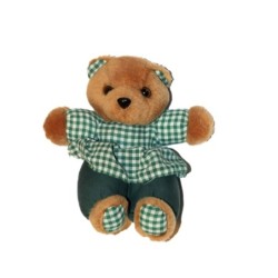 Peluche ours marron vert vichy Pampers 20 cm Vintage (27413)