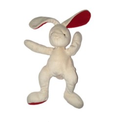 Doudou Lapin blanc rouge Baby Nat 24 cm (24103)