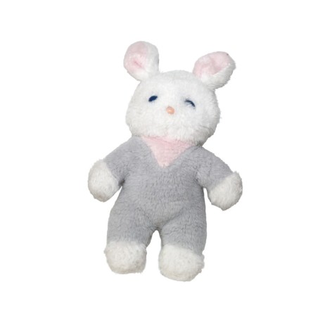Vintage Ancienne Peluche doudou lapin blanc gris rose  Boulgom 26 cm (28540)