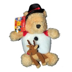 Peluche Doudou Winnie l'Ourson Renne Snowman Pooh 23 cm Disney Store Exclusive (14394)