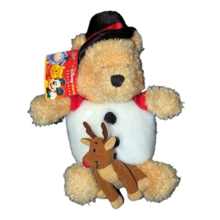 Peluche Doudou Winnie l'Ourson Renne Snowman Pooh 23 cm Disney Store Exclusive (14394)