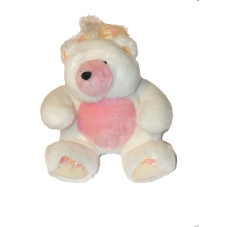 Vintage 1993 Peluche Ours blanc rose Mattel Glace Chatouille Blanc 23 cm (27644)