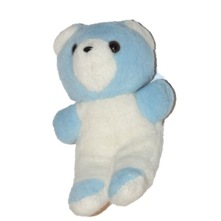 Ancienne Peluche ours blanc bleu Vintage 22 cm (27701)
