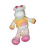 Doudou Vache blanche rose orange NICOTOY Kiabi Echarpe verte 25 cm (13204)